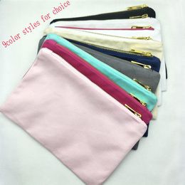 9color styles thick canvas makeup bag with gold zip gold lining black white cream grey navy mint pink light pink toiletry bag 252y