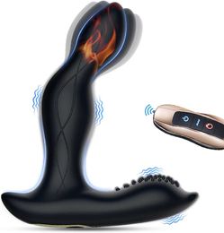 Sex Toy Massager Selver Prostate Anal Vibrator with 10 Wagging Vibration Modes Heating Butt Plug Remote Control Vibrating EO61