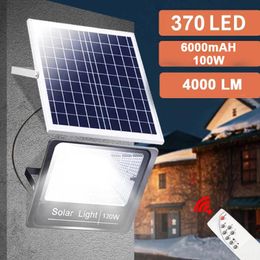 370/120/64LED Solar Wall Lights Outdoor Remote Control Waterproof For Garden Street Landscape Spotlight Lamp Powered Flood Light