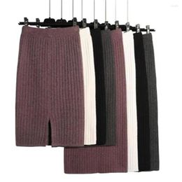 Skirts 2022 Korean Fashion Elastic Band Skirt Women Winter Knitted Female Straight 50-70cm Mid-length PZ2794