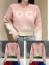 2023 Kadın Tasarımcılar Sweaters Giyim Örgü Karga Boyun Süvari Mektubu Uzun Kol C G Eziran Büyük Boy