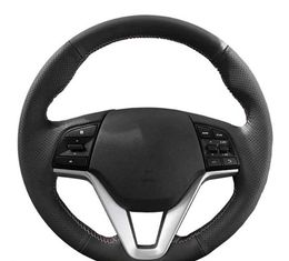 Customized Car Steering Wheel Cover Non-slip Leather Car Accessories Original Steering Wheel Braid For Hyundai Tucson 2015 2016
