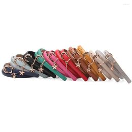 Belts Fashion Multi-color Pentagram Decorative Thin Leather Waist Belt For Women Solid Colour Round Head Pin Buckle Jeans