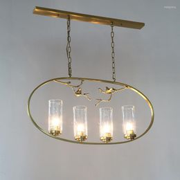 Pendant Lamps Vintage Bedroom Copper Nordic Bird Lamp Modern Restaurant Full Glass Chandelier Antique Style Chandeliers