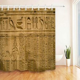 Shower Curtains Egyptian Hieroglyph Curtain Pharaoh God Pyramid Pattern Bath Retro Home Bathroom Decor Hanging Cloth Waterproof