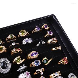 Jewelry Pouches Velvet 100 Slots Ring Earrings Display Box Showcase Storage Case Holder Tray Organizer Boxes With Lid JRDH889