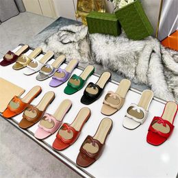 Новая мода Ladies G Slippers Дизайнерские сандалии кожа Casual Beach Flip-Flops 35-43
