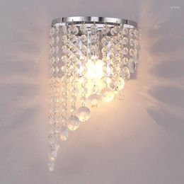Wall Lamp 1 Pc Small Chrome E27 LED Sconce Bedside Night Light Luxury Crystal Silver Mirror Corridor Indoor Lighting