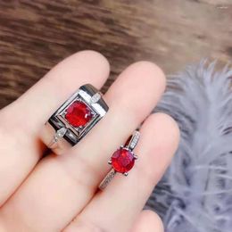 Cluster Rings Myanmar 925 Silve Natural Ruby Gemstone Ring Lovers Fine Jewellery 3mm