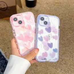 Love Heart Soft Shockproof Bumper Transparent Phone Cases For iPhone 11 12 13 14 Pro Max XS Max X XR Silicone Back Cover Case