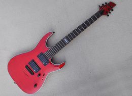 Red 6 Strings Electric Guitar with Flame Maple Veneer Rosewood Fretboard Strings Through Body Can be Customized