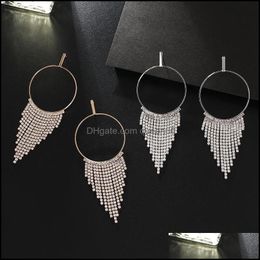 Chandelier en pendaison simple Brinco Sier Gold Color Crystal Bringle Big Cercle Drop Earrings For Women Jewelry Gifts Livrot OT29K