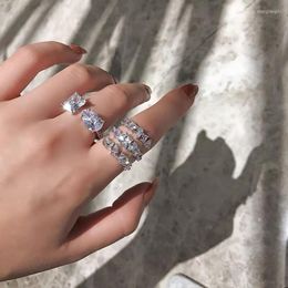 Cluster Rings Statement Lab Diamond Finger Ring 925 Sterling Silver Party Wedding Band For Women Men Nightclub Jewelry Gift