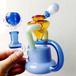 Mini Contrast Color Glass Water Bong Hookahs with Bowl Accessories Oil Burner Dab Rig for Smoking
