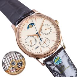 luxury mens watches designer perpetual calendar moon phase Multi functional complex mechanical watch Import 868 Automatic Movement leather strap wristwatches