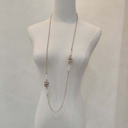 2023 Luxury quality Charm long chain pendant necklace with hollow design white enamel Colour have box stamp PS7409A