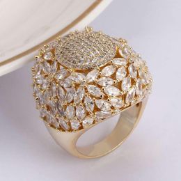 Cluster Rings Bride Talk Luxury Super Big Ring Paved Zirconia Brass Jewelry Accessories Engagement Wedding Crystal Shiny For Women Gift