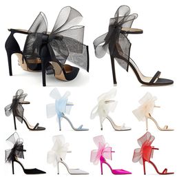 2022 Luxurys Designers Pumps sandals high heels 8 10 12 cm Latte Asymmetric Grosgrain Mesh Fascinator Bows Black Latte Fuchsia siz247S
