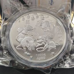 New Crafts 1000g chinese silver coin silver 99.99% zodiac mouse art