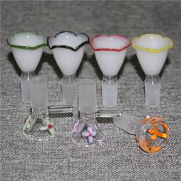 Hookah Colourful 14mm 18mm glass bowl Male Joint Handle Beautiful Slide bowls piece smoking Accessories Glass Ash Catcher