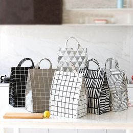 Storage Bags White Plaid Cooler Functional Lunch Box Tote Insulated Food Containers Women Men Kids Bag