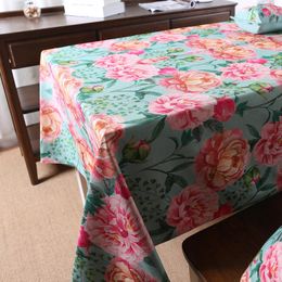 Table Cloth Decorative Pastoral Style Floral Print Quality Cotton Linen Party Wedding Cover Kitchen Tablecloth Rectangle