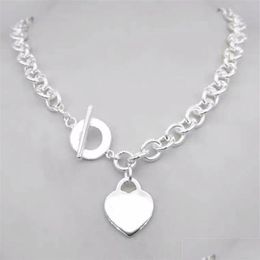 Pendant Necklaces Heart Ot Buckle Love Necklace For Womens And Mans Sier Plating Thick Chain Jewerly Designer Link Chain282W Drop De Dhelh