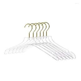 Hangers 5 Pcs Clear Clothes With Gold Hook Transparent Shirts Dress Coat Hanger Notches For Lady Kids