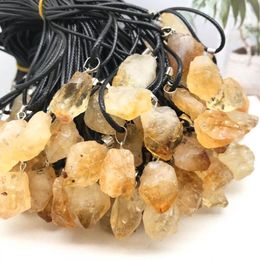 Natural Stone Irregular Citrine Pendant Necklace Healing Yellow Crystal Charms Necklaces For Women Jewellery