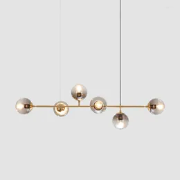 Pendant Lamps Modern Hand Blown Glass Shade Chandelier Long Hanging Suspension For Deco Home Gold Ball Magic Bean Luminaire Plafonnier