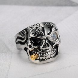 Wedding Rings 2022 Punk Stainless Steel Skeleton Ring For Men Party Gift Jewelry Bulk Sell Moonso R6128