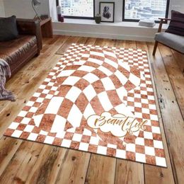 Carpets Simple Ins Style Living Room Carpet Girls Decoration Plaid Short Pile Non-slip Lounge Rug Washable Entry Door Mat