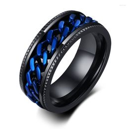 Cluster Rings ZORCVENS Black Stainless Steel Cool Spinner Chain Ring For Men Punk Vintage Rotatable Wedding Male Jewelry Gift