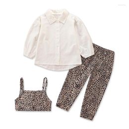 Clothing Sets Autumn Girl Set 3pcs White Blouse Vest Pants Suits For Kids Fashion Children Clothes