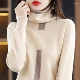 Women's Sweaters Woollen Women's Autumn Stacked Collar Pullover Knitted Undercoat Fashion Splice Female Lnterior Lapping Socket Sweater