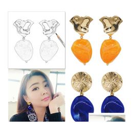 Dangle Chandelier Fashion Colour Acrylic Earrings Irregar Geometric Metal Resin Stone Earring For Women Girls Jewellery Drop Delivery Otvgv