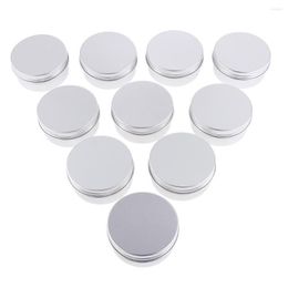 Round Aluminium Tin Jars With Screw Lids Hair Wax Containers 50ml 10Pcs