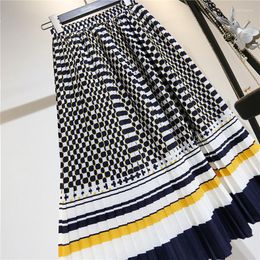 Skirts Women Summer Floral Pleated Boho Womens Clothes Korean High Waist Skirt 2022 Fashion Ladies QKH260 KJ5974