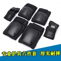 Knee Pads 6pcs /Kit Black Skateboard Ice Roller Skates Protective Gear Elbow Wrist Guard Cycling Riding Protector Kids