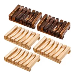 Burlywood Natural Bamboo Wooden Soap Dishes Plate Tray Holder Box Case Shower Hand Washing Soaps Holders