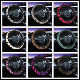 Steering Wheel Covers Leopard Print Car Cover 38cm Elastic Suitable Auto Decoration Accessories