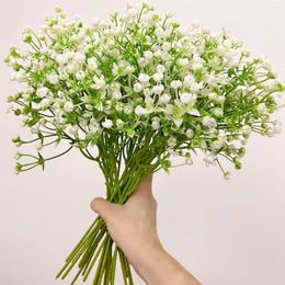 Decorative Flowers 5 Pcs Artificial Plastic Flower White Babysbreath Bouquet Wedding Party Fake Home Garden Desktop DIY Plants