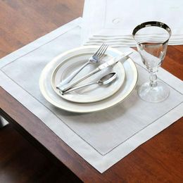 Table Napkin 4Pcs Placemat White Napkins Cotton Fabric Cocktail Dinner With Hemstitched