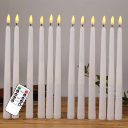 UPS gelbe flackernde ferngesteuerte LED-Kerzen aus Kunststoff, flammenlose ferngesteuerte Spitzkerzen mit Bougie-LED für die Dekoration von Dinnerpartys