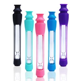 Silicone Skin OG One Hitter Pipe Portable Colorful 13mm Glass Taster With Removable Cap For Smoking Cigarette Steamroller Hand Pipe Filters