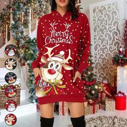 Casual Dresses Christmas Snowflake Print Short Dress Winter Ladies Tunic Women Evening Party