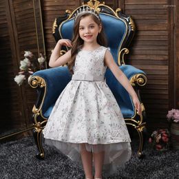Girl Dresses 2022 Children's Clothing Flower Princess Dress Trailing Mesh Skirt 3-13 Years Old Models Catwalk Costumes