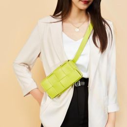 Evening Bags 2022 Summer Ladies Genuine Leather Chain Shoulder Crossbody Bag Fashion Woven Waist Women Knit Belt