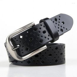 Belts Luxury Genuine Leather Belt For Women High Quality Hole Fashion Strap Pin Metal Buckle Ceinture Femme Cow Wbl089
