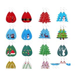 Dangle Chandelier Christmas Leather Earrings Faux Drops For Women Tree Bell Deer Earring Epacket Drop Delivery Jewellery Otyxe